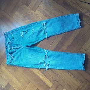 GAP High Rise Destructed Cigarette Jeans with Secret Smoothing Pockets in